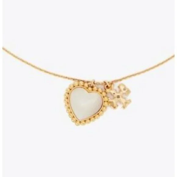 Tory Burch Pearl of Heart & Logo Necklace! - Picture 3 of 4
